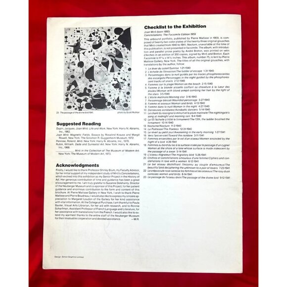 Miro’s Constellations Facsimile Edition 1959 Neuberger Museum Brochure 1983 - Picture 5 of 5